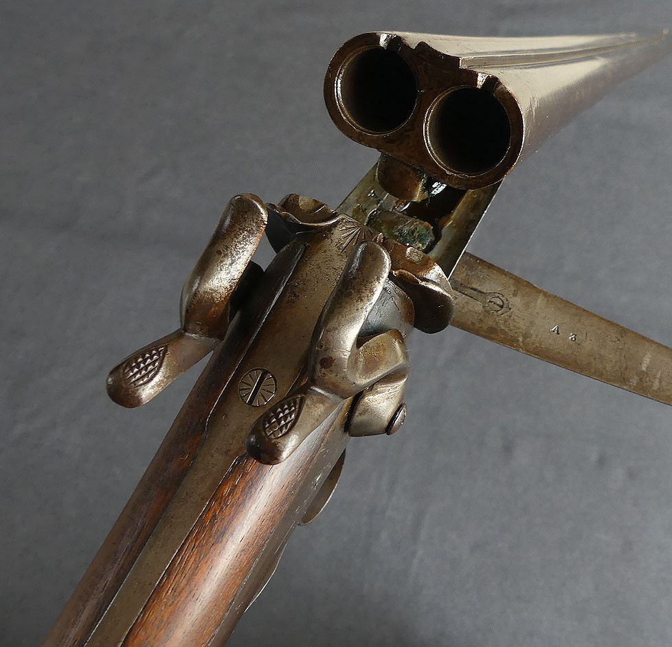 Beau fusil de chasse juxtaposé a broche type Lefaucheux calibre 16 ...