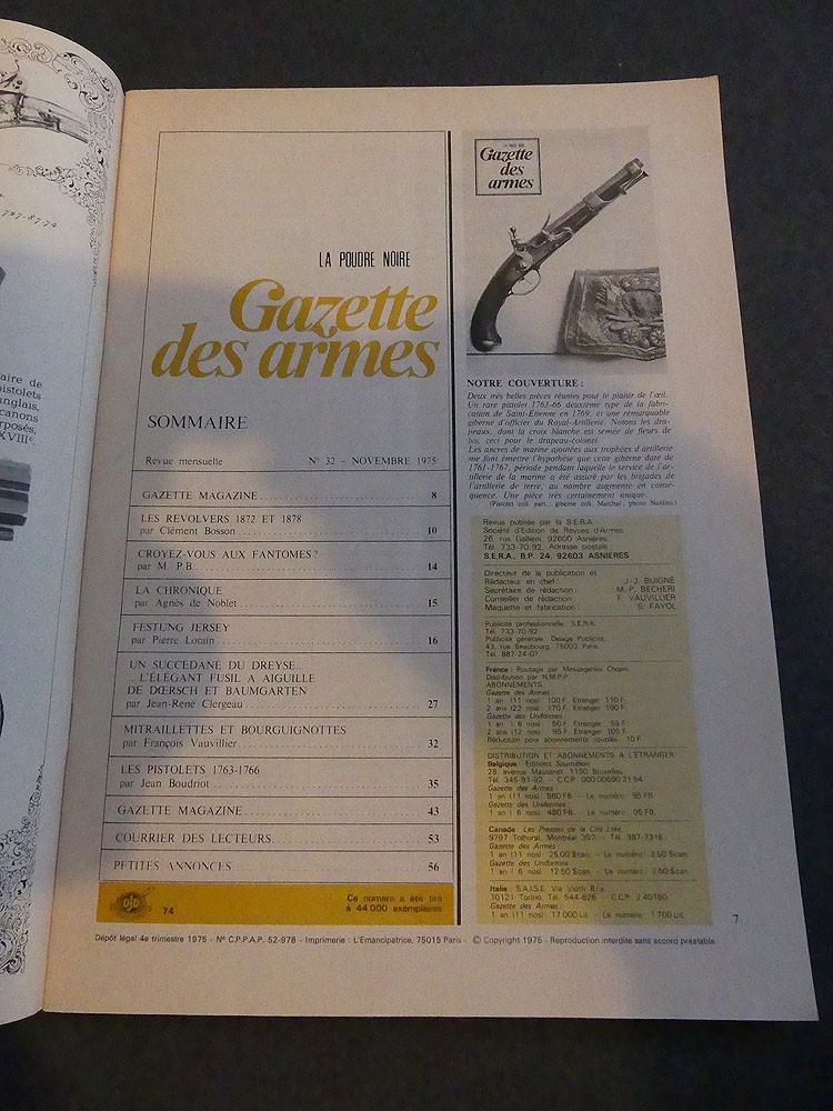 Gazette des armes n°32 novembre 1975
