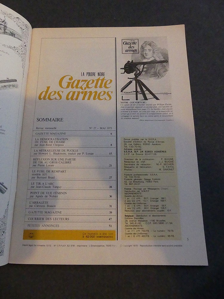 Gazette des armes n°27 mai 1975