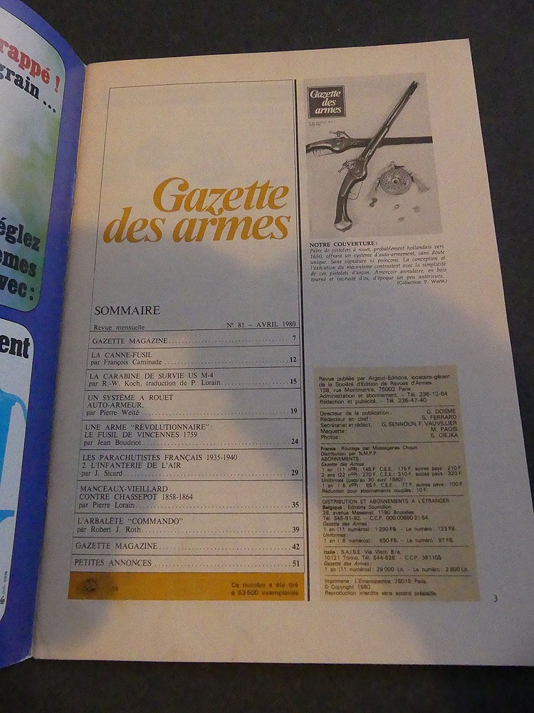 Gazette des armes n°87 novembre1980