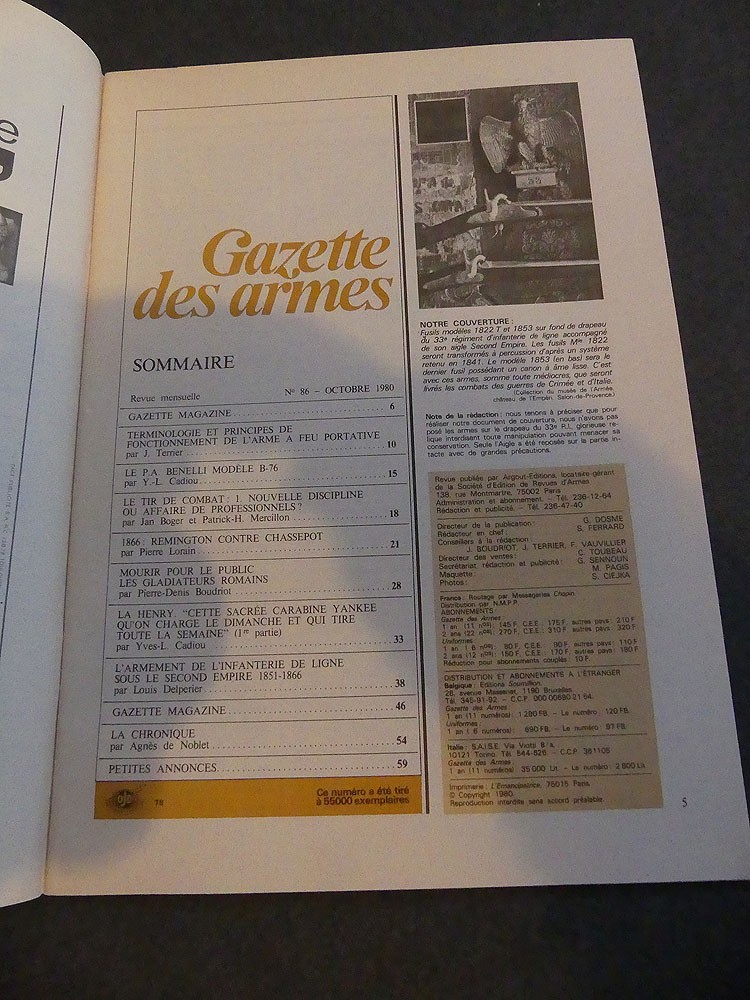 Gazette des armes numéro 86 octobre 1980