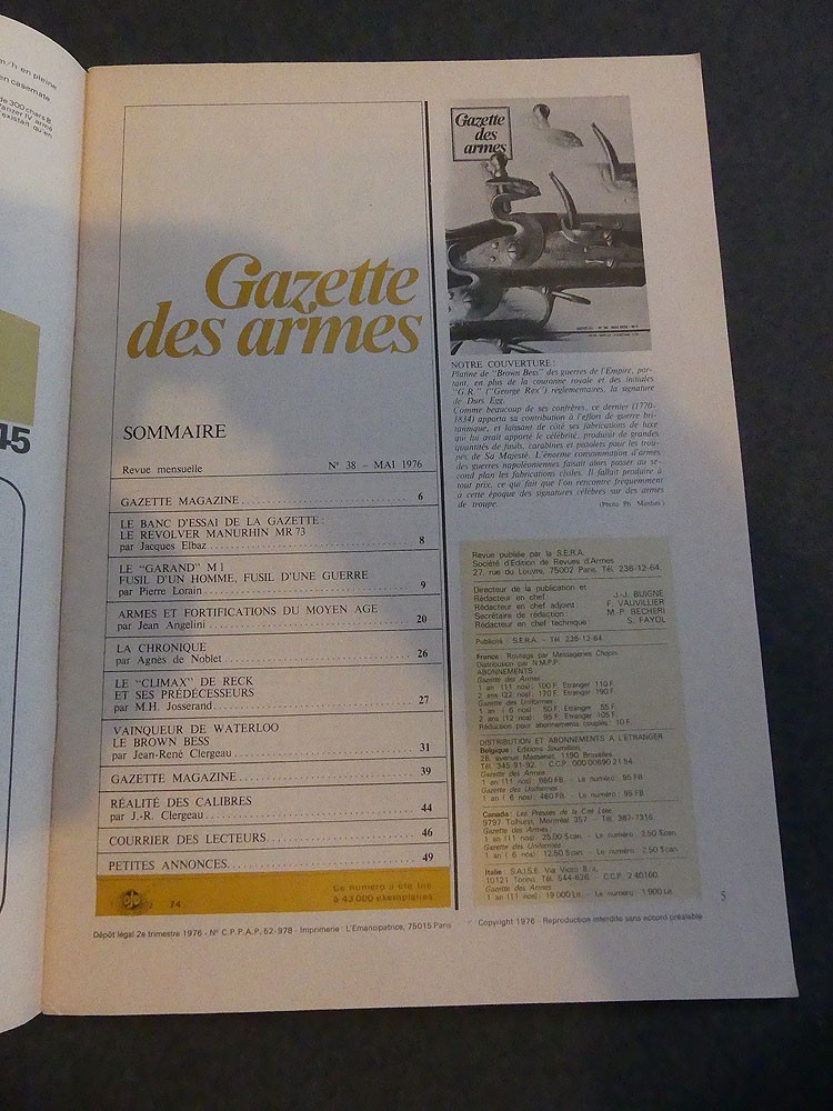 Gazette des armes n°38 mai 1976
