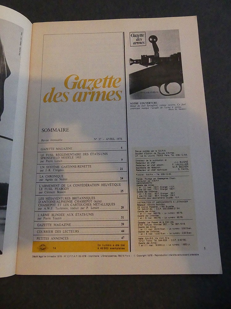 Gazette des armes n°37 Avril 1976