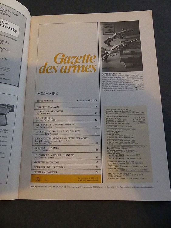 Gazette des armes n°36 Mars 1976