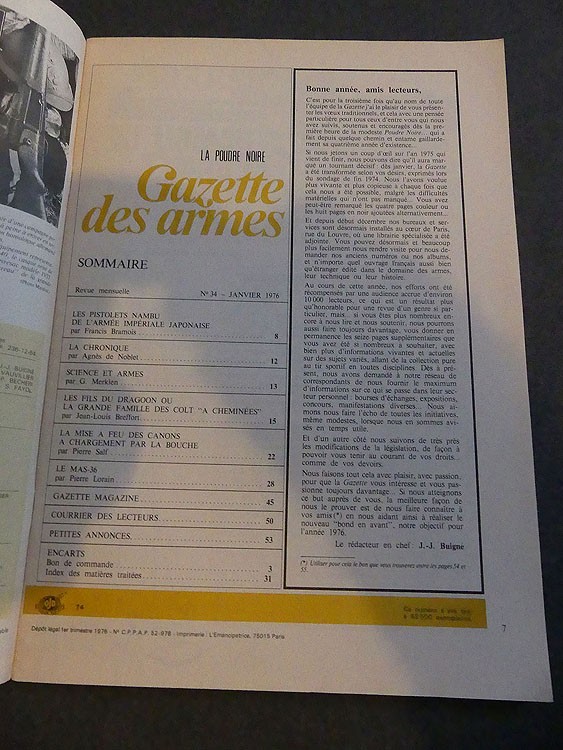 Gazette des armes n°34 Janvier 1976