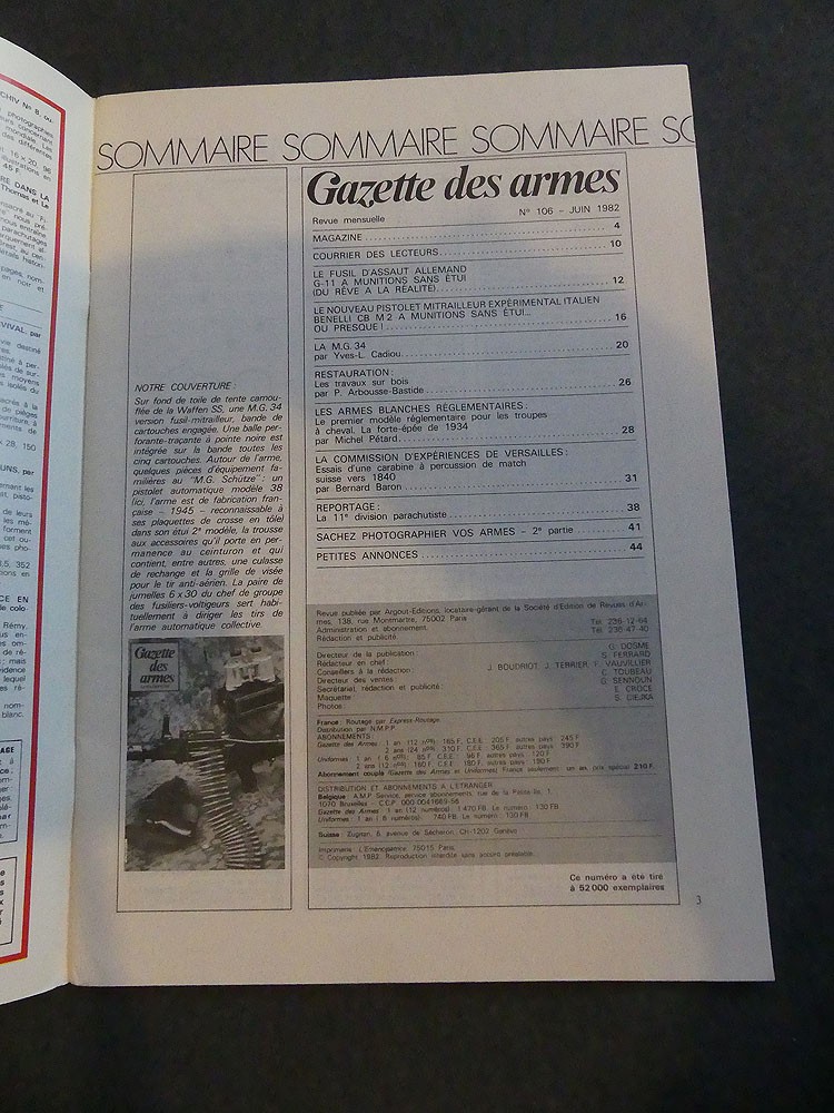 Gazette des armes n°106 juin 1982