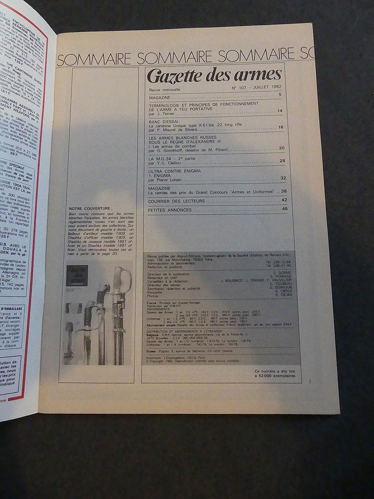 Gazette des armes n°107 juillet 1982
